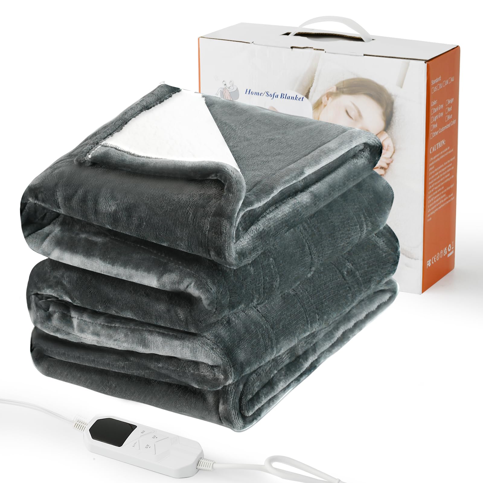 chuqisheji 電気毛布 掛け 洗える 加厚フランネル PSE認証済み 8段階調節 5分急速発熱 洗濯機対応 毛玉なし 肌触りなめらか 全面均一発熱 Amazon.co.jp : chuqisheji【25年冬の 電気毛布 掛け敷き兼用 洗える